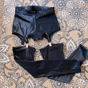 Blackmilk wet look suspender leggings, rare NWOT